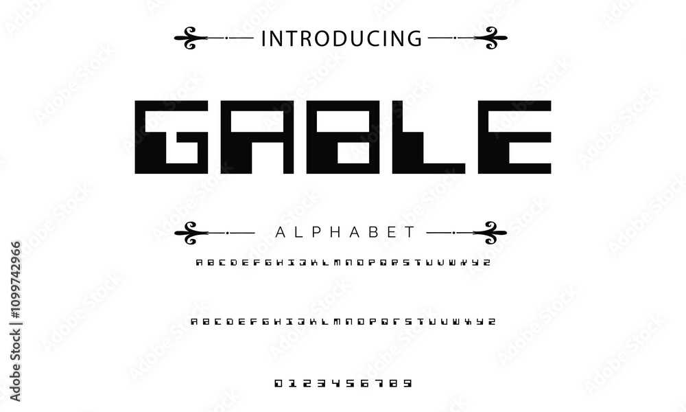 Fototapete modern techno font, futuristic line type of english alphabet letters and numbers. minimal tech typef