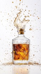 A bottle of whiskey. Strong alcohol. Alcoholic drink.