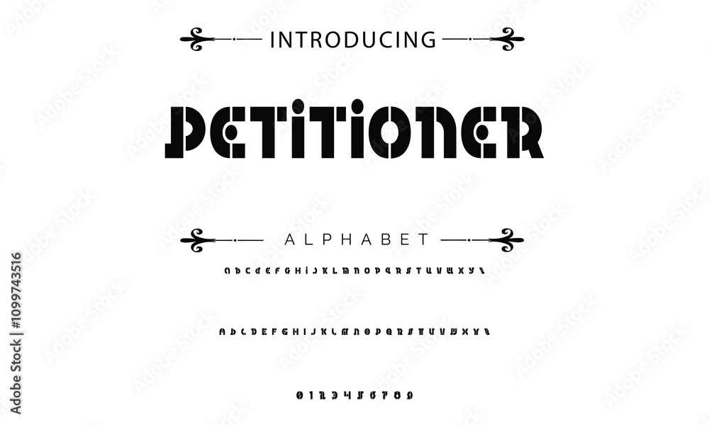 Fototapete modern techno font, futuristic line type of english alphabet letters and numbers. minimal tech typef