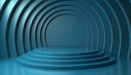 Obraz premium Abstract Teal Circular Steps Minimalist Design