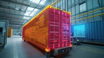 Thermal Imaging of Reefer Containers: Specialized Temperature Mapping in an Afternoon Warehouse Setting with Precision Calibration Equipment and Ultra-Detailed Diagnostic Focus.