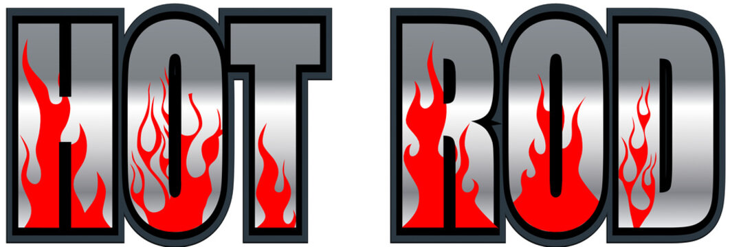 Logo hot rod nuancer vintage avec flammes