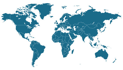 Fototapeta premium World map. Blue modern vector map. Silhouette map.