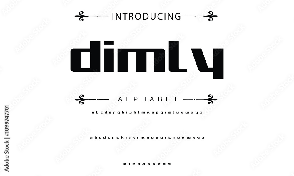 Fototapete modern techno font, futuristic line type of english alphabet letters and numbers. minimal tech typef