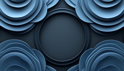 Abstract Blue Layered Circular Design With Central Frame
