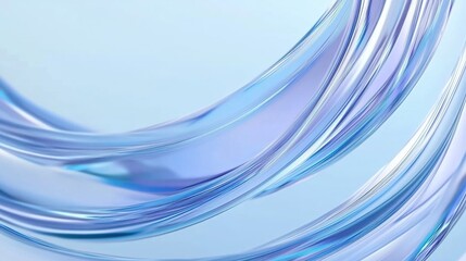Obraz premium Close-Up of Curved Glass Lines on Light Blue Background, Creating an Abstract and Futuristic Design with Fluid Shapes, Movement, and Flow, Perfect for Creative and Digital Backgrounds