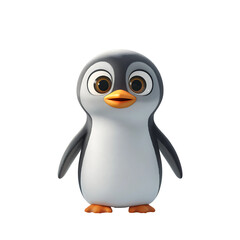 Fototapeta premium A cute penguin with big eyes on white background 