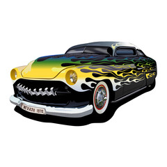 Hot Rod voiture tuning de collection custom culture vintage muscle car dessin, véhicule customisé