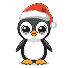 Fototapeta premium A cute penguin with big eyes on white background 