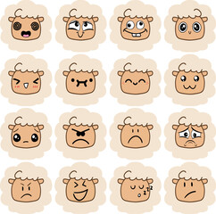 Obraz premium Sheep Face Emoji - Set 6