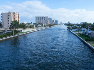 Miami, Florida residential area. Miami is a seaport city on the Atlantic Ocean in south Florida,...