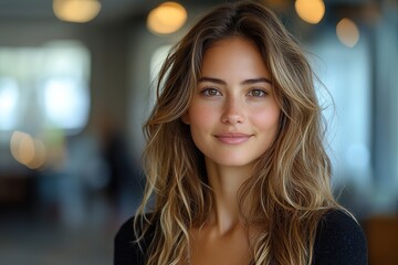 Portrait of confident businesswoman at corporate office smiling at camera 8k Resolution