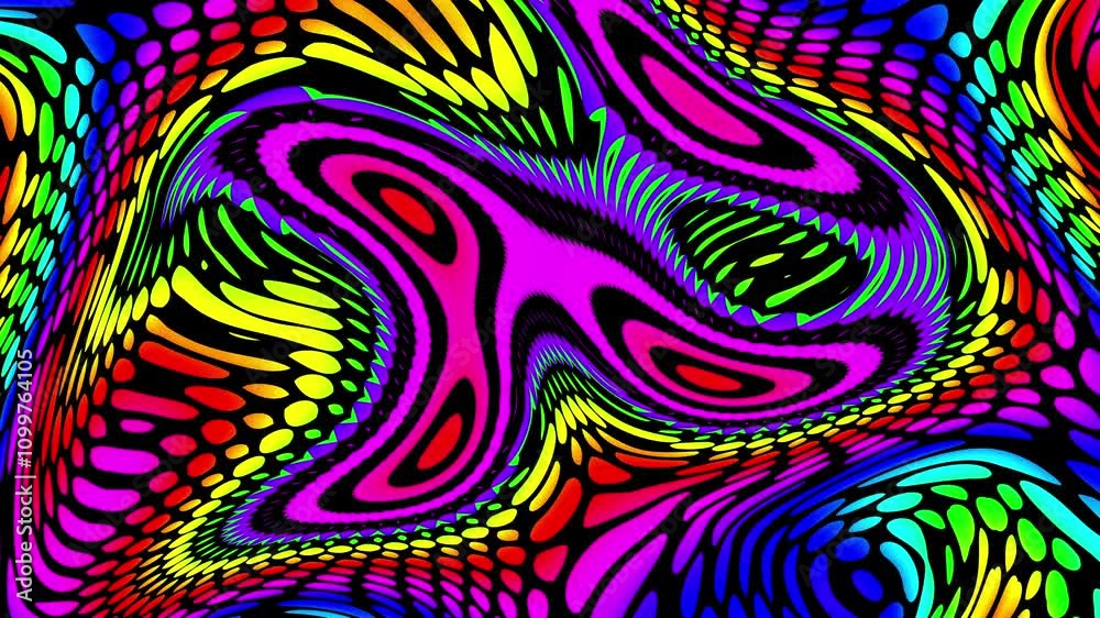 Aufkleber distorted twisted colorful line background. trippy strip psychedelic motion animation. neon color. g