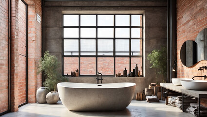 Fototapeta premium Open Concept Industrial Bathroom
