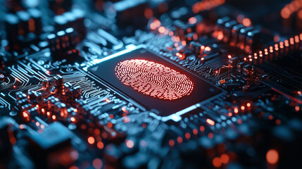 Microchip with integrated fingerprint scanner for biometric security