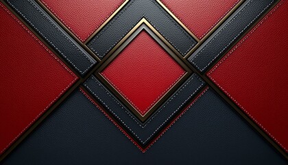 Fototapeta premium Abstract Red And Black Leather Design With Gold Accents