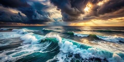 Fototapeta premium Stormy Seas Aerial Minimalist AI Art