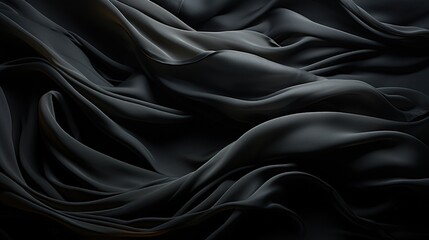 Obraz premium Abstract Black Fabric Flowing Textures
