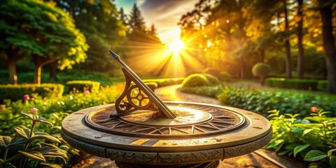 Elegant Sundial Sun Clock  Design with Long Exposure Effects and Artistic Illustrations for Branding and Creative Projects