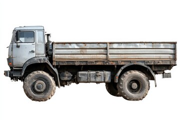Silver Truck Isolated. Heavy Transport Vehicle for Freight Industry