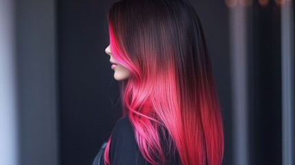 Fototapeta premium Stylish Ombre Hairstyle on Long Straight Locks