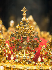 Royal Danish crown at the Rosenborg Castle museum. Rosenborg Castle is a renaissance castle located in Copenhagen, Denmark