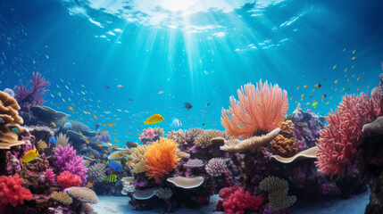 Coral reef and fishes, stock photo