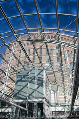 A view of the Gasometer city from the metro station. The Gasometers are four former gas tanks, used from 1899 to 1984 as gas storage tanks.