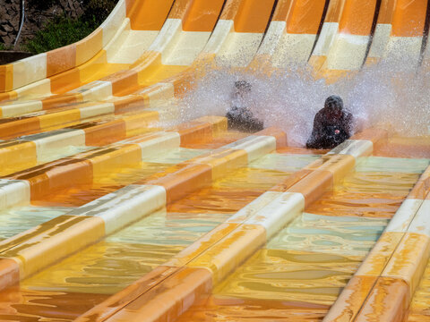 Water slide at Aqualand park in Maspalomas, Gran Canaria