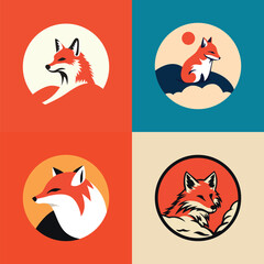 Fox icons illustrations and elements