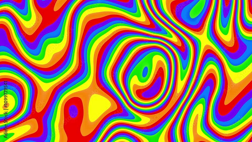 Poster groovy psychedelic loop background for banner design. retro 60s 70s psychedelic pattern. modern wave