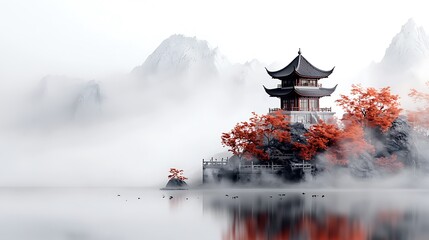 Obraz premium Design an e-commerce promotional poster for an event, with Chinese urban landscape elements as the background to create a lively atmosphere, social media promotion style, 3D rendering, high, 