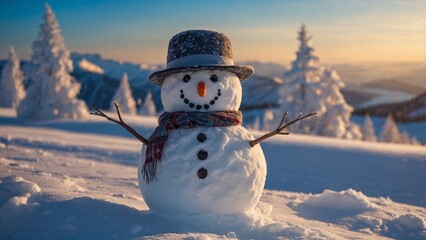 Obraz premium Beautiful Funny Snowmen made of Snow