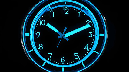 Neon Blue Clock Wall Decor