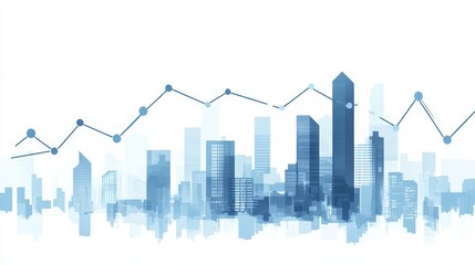 Obraz premium City skyline made of data charts, growth representation, strategic vision