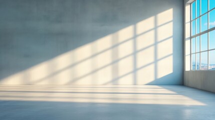 Obraz premium Natural light streaming through large windows in an empty room modern architecture minimalist design bright environment serene view tranquil concept