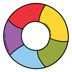 Obraz premium Hand drawn cartoon colored swimming ring on white background.