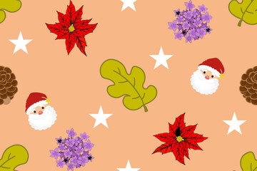 Wallpaper in a cute style Christmas Tree Theme. Seamless Christmas pattern.
Merry Christmas vintage ethnic seamless pattern and beautiful patterns, is used for carpets,curtains, tiles