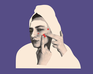 Contemporary Art Collage: Facial Care and Beauty Masks