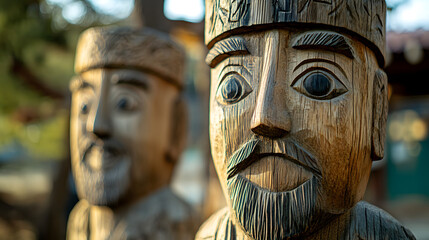 Korean jangseung totems - Majestic wooden figures at village entrances, guarding traditions and embodying ancestral spirits