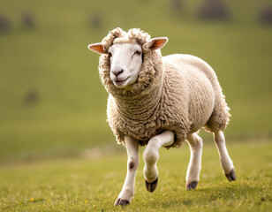 Obraz premium Happy sheep on a meadow