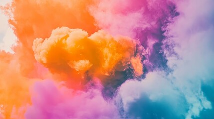 Fototapeta premium Vivid Colorful Smoke, Abstract Colorful Clouds, Vibrant Colorful Mist, Multicolor Dreamy Background