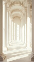 Obraz premium Sunlit Hallway with Classical Columns