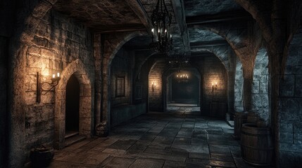 Dungeon inside a medieval castle representing themes of the Middle Ages and historical significance