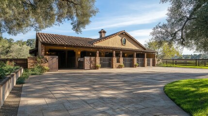Naklejka premium Immaculately maintained and vacant stable on a ranch