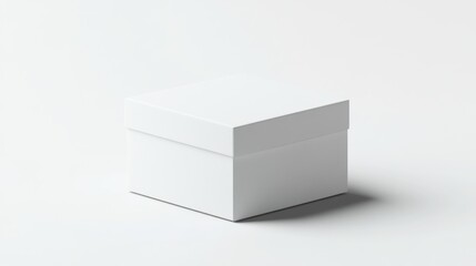 Isolated square white box on a plain white background