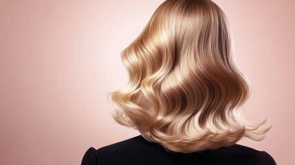 Naklejka premium Elegant Wavy Blonde Hairstyle Professionally Styled and Polished