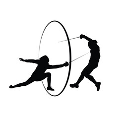 fencing fight black and white