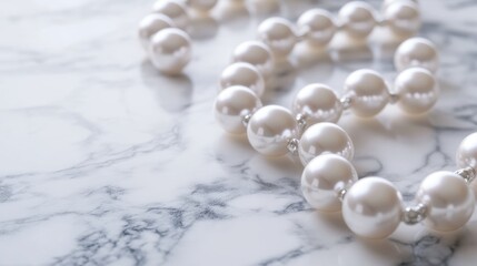 Pearls set against a marble backdrop A concept highlighting fashion and luxury in jewelry design