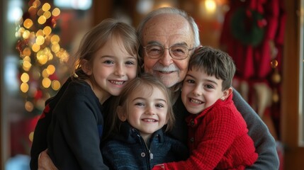 Heartwarming holiday moment with grandpa and grandkids